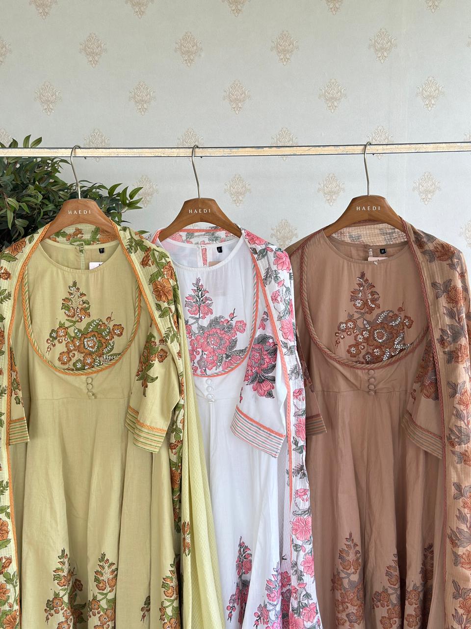 19699 Premium cotton anarkali with handwork
