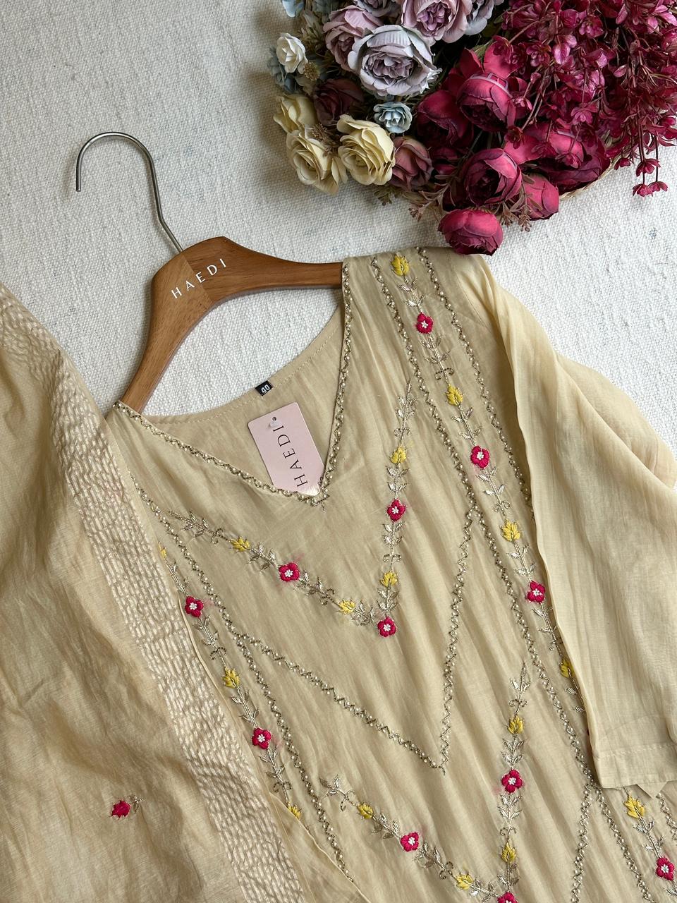 19844 Premium handworked malai chanderi suit