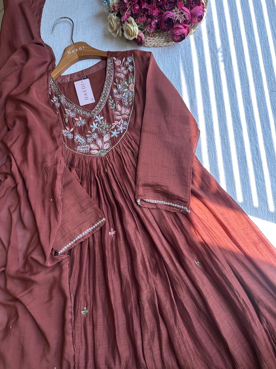 19856 Premium handworked malaichanderi suit