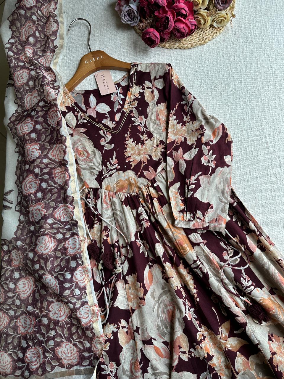 19603/19604 Premium cotton anarkali Suit