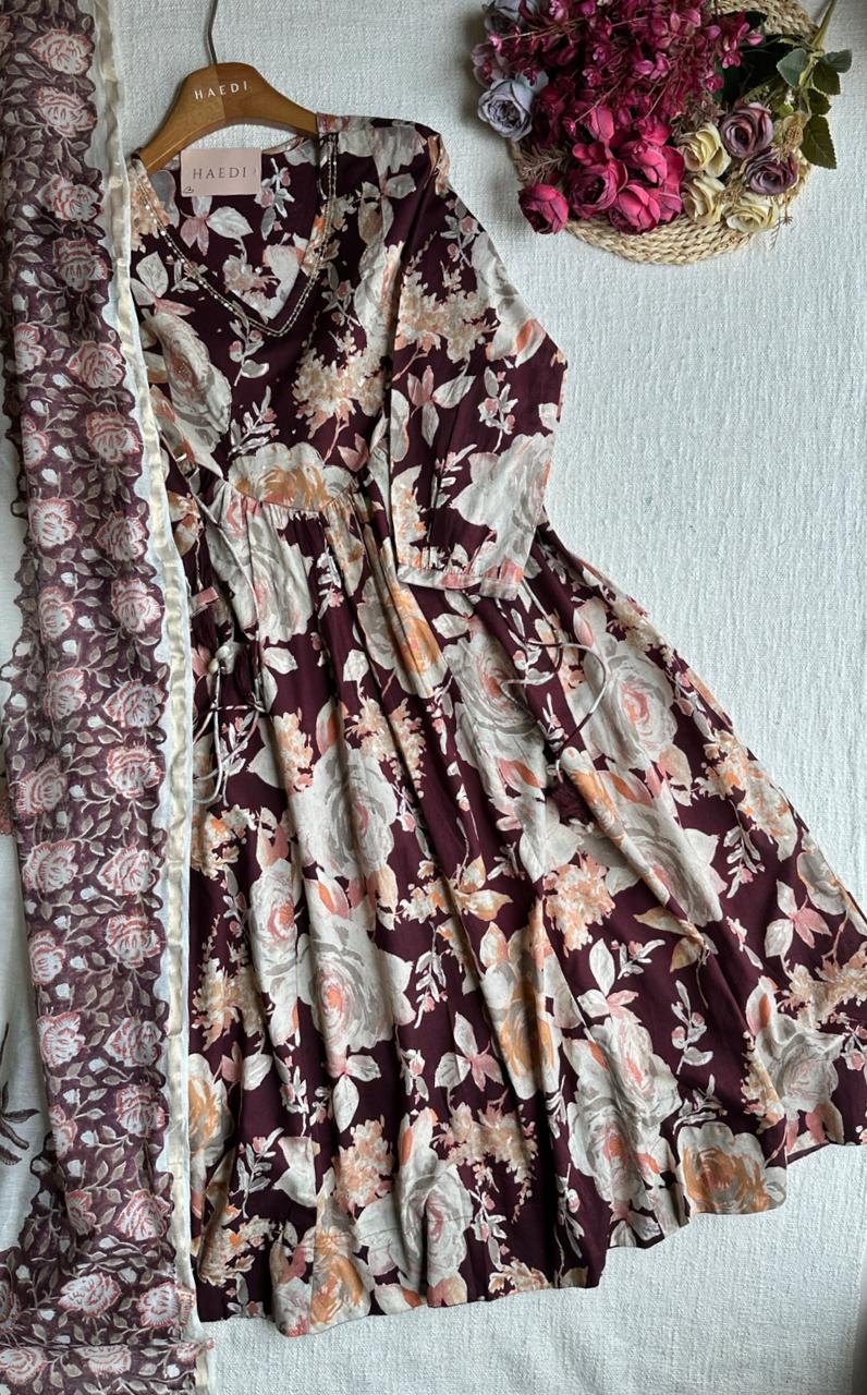 19603/19604 Premium cotton anarkali Suit