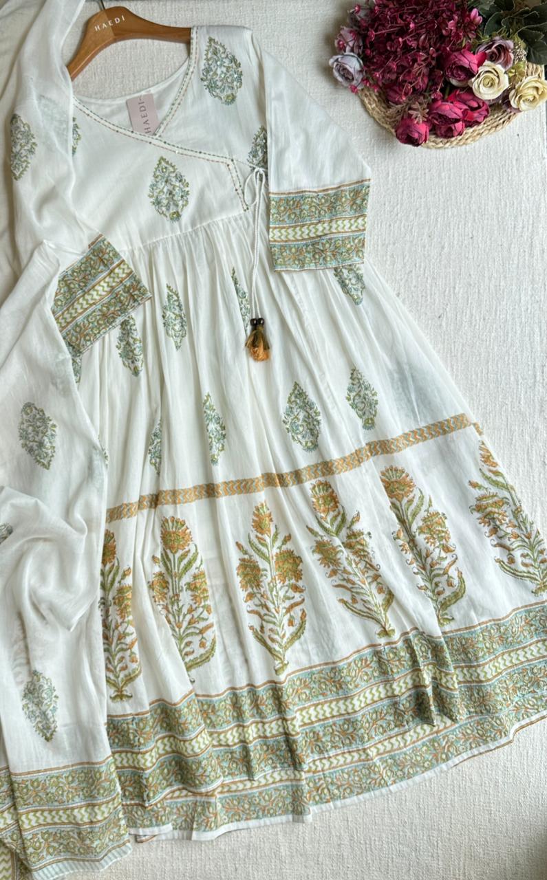 18649 Beautiful cotton anarkali