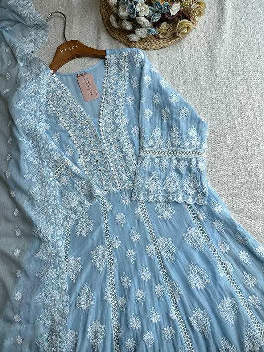 19938B Beautiful embroidered mulcotton anarkali