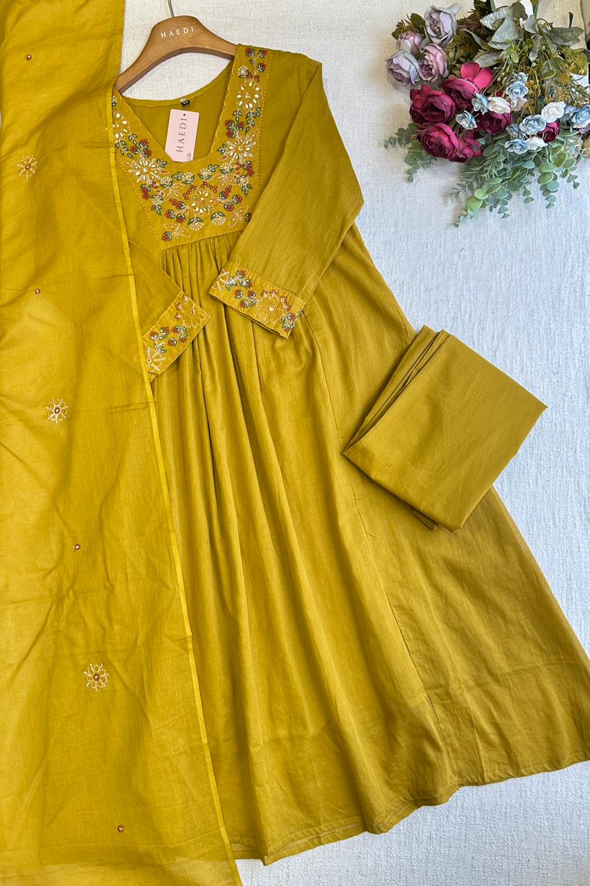19953 Embroidered mul cotton suit