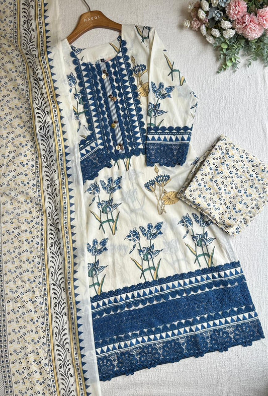 20191 Premium cotton suit with lace