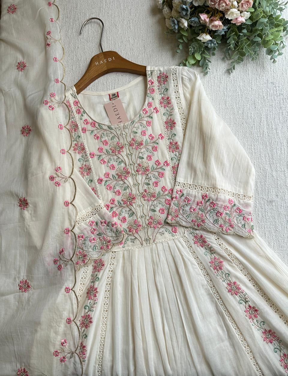CMD 58088 Beautiful embroidered mul cotton anarkali