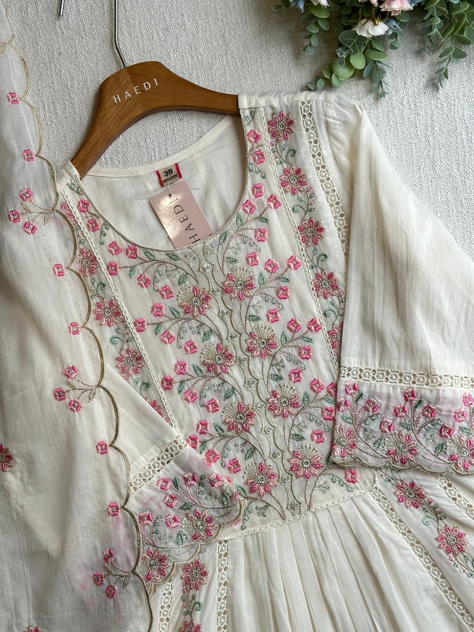 CMD 58088 Beautiful embroidered mul cotton anarkali