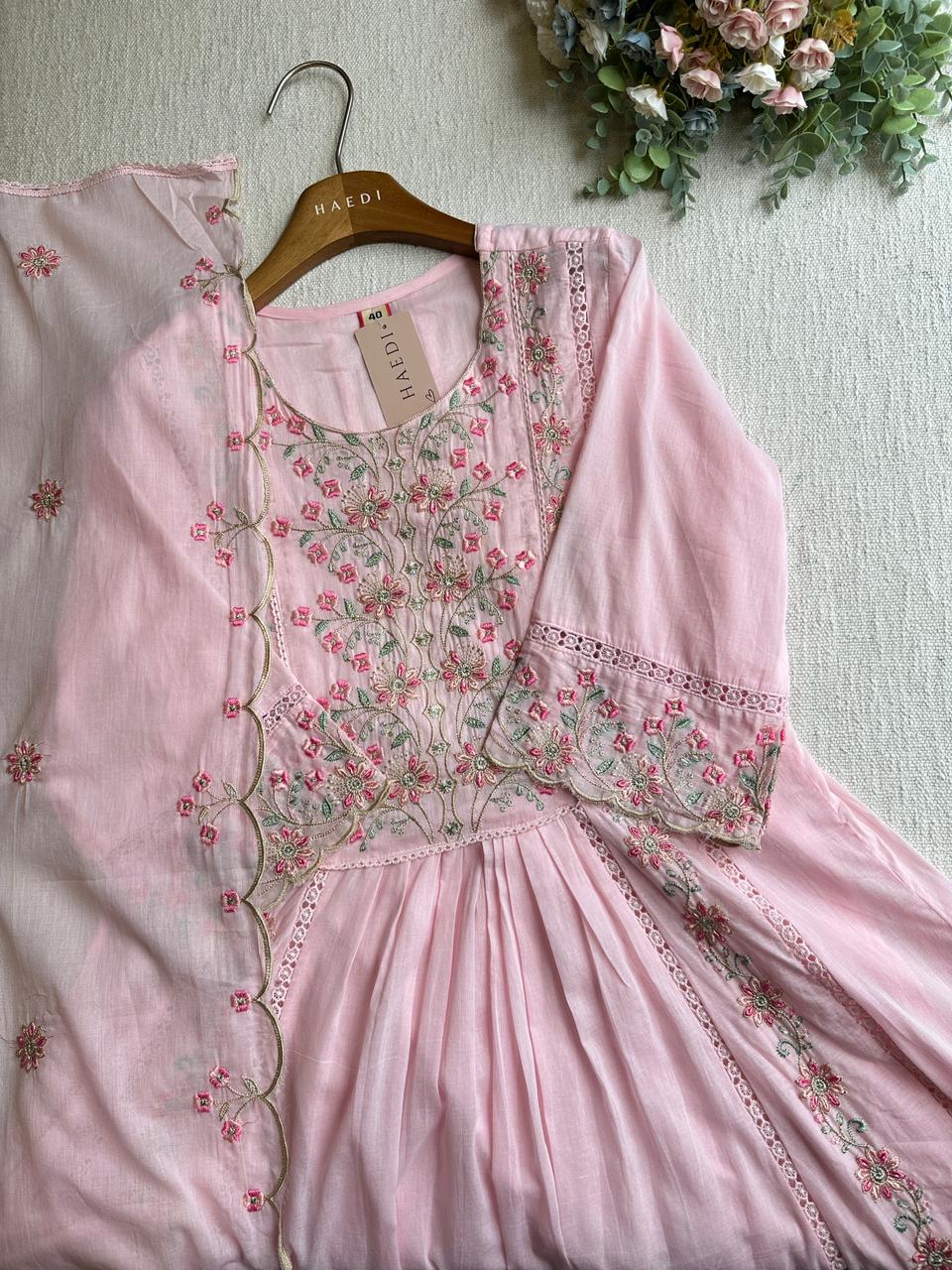 CMD 58088 Beautiful embroidered mul cotton anarkali