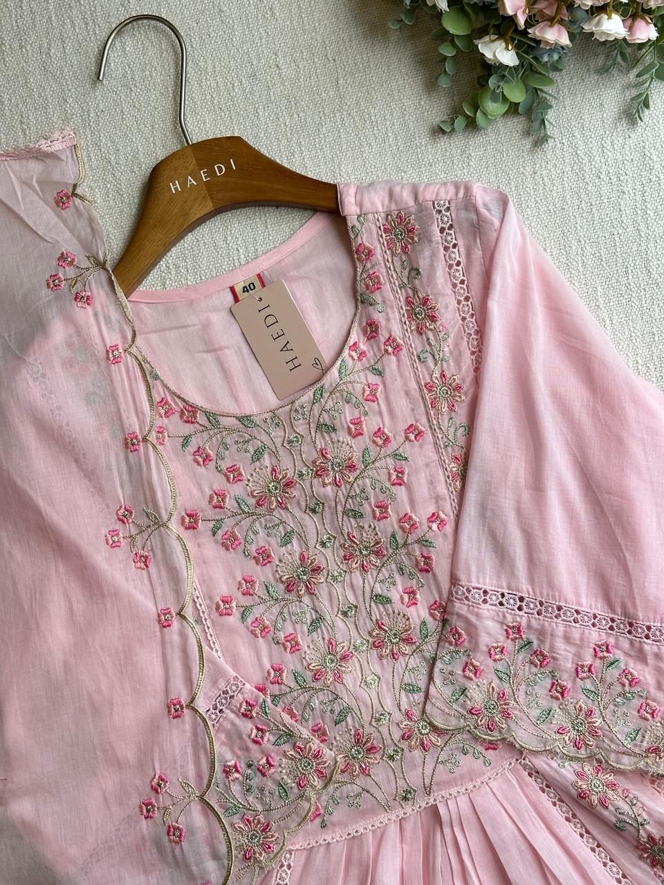CMD 58088 Beautiful embroidered mul cotton anarkali