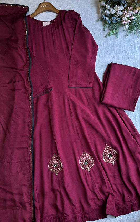 20354 Beautiful handworked muslin anarkali