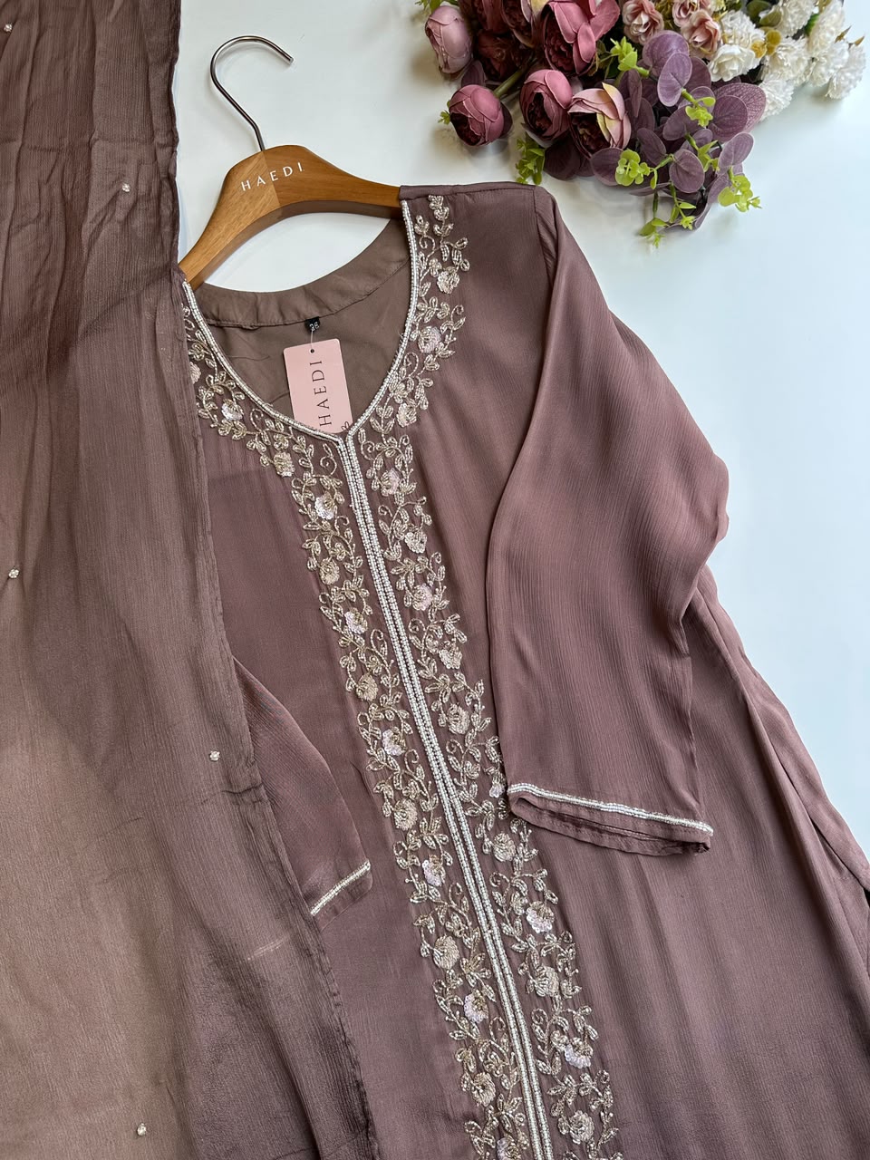 20319 Beautiful handworked partywear suit