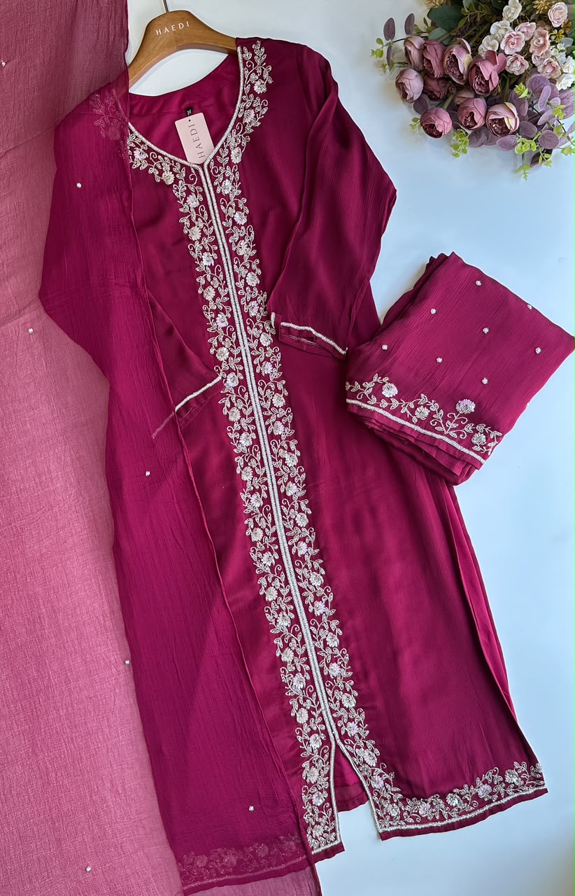 20319 Beautiful handworked partywear suit