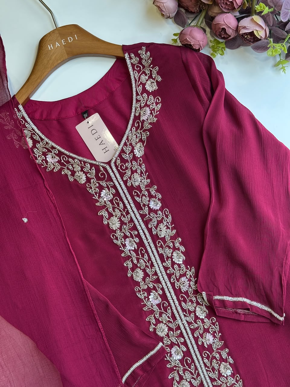 20319 Beautiful handworked partywear suit