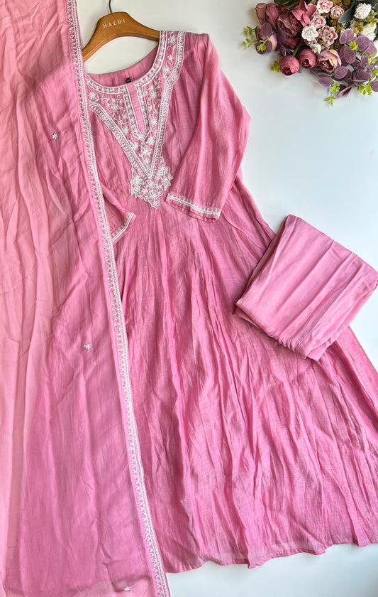17398 Beautiful mul chanderi suit