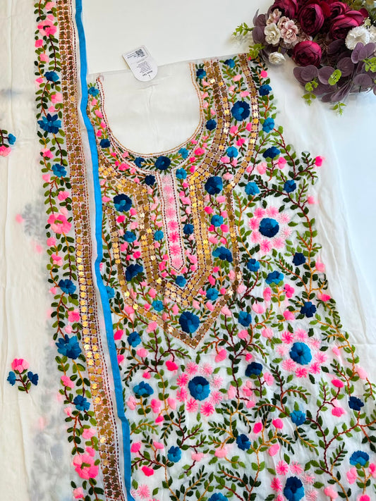 19382Hand embroidered Unstiched suit