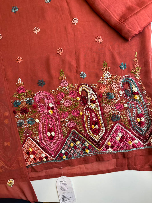 14849 Hand embroidered unstiched suit