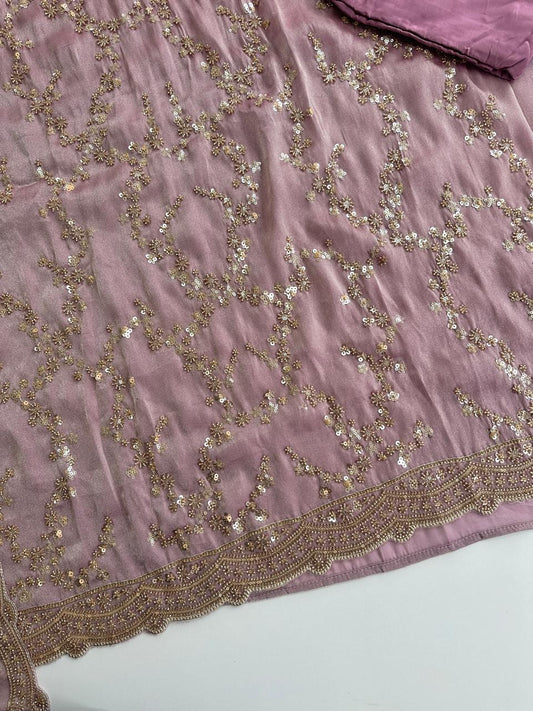 18117 Beautiful unstiched suit with hwavy handworked