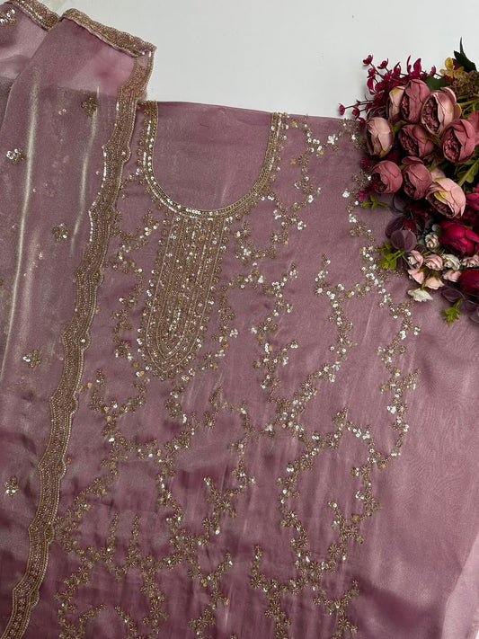 18117 Beautiful unstiched suit with hwavy handworked