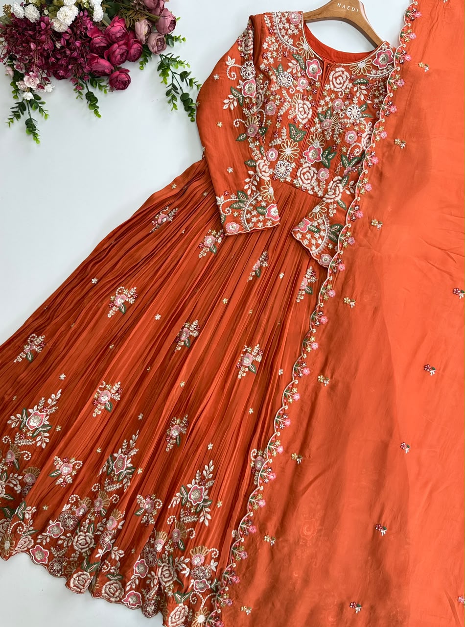 19309/ CMD 57238 Premium partywear gown & dupatta