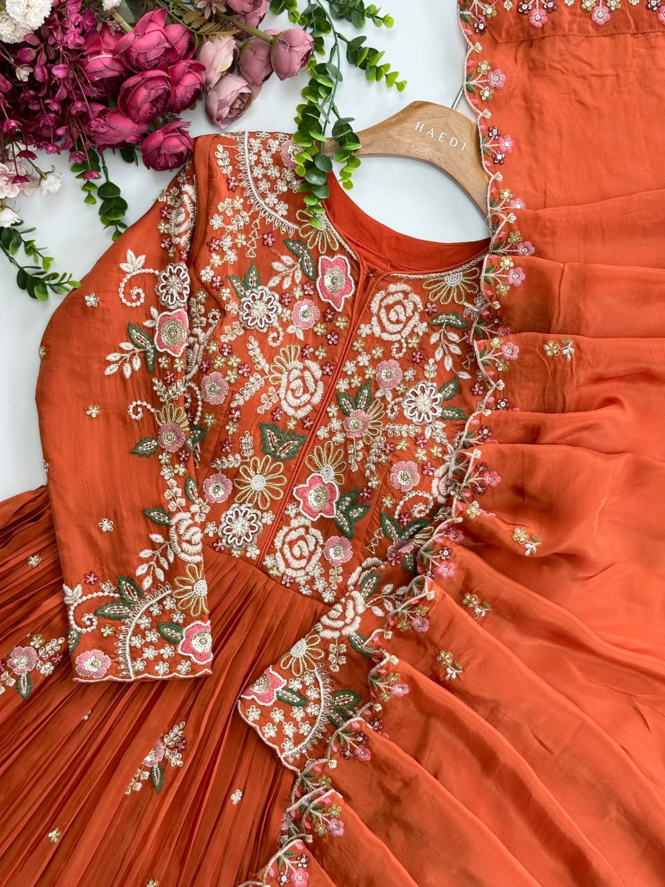 19309/ CMD 57238 Premium partywear gown & dupatta