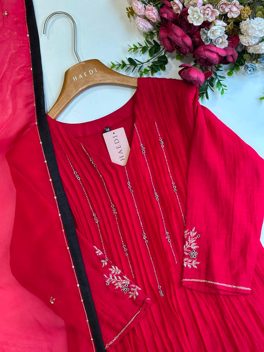 20894 Premium malai chanderi suit with handwork detailing