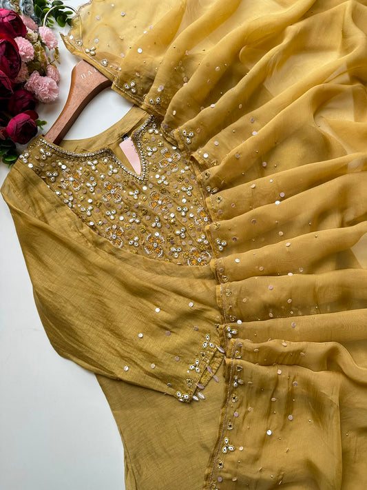 20898 Beautiful handworked malai chanderi suit