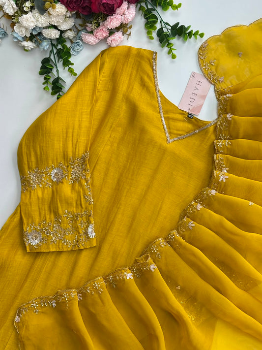 20901 Premium malai chanderi suit with handwork