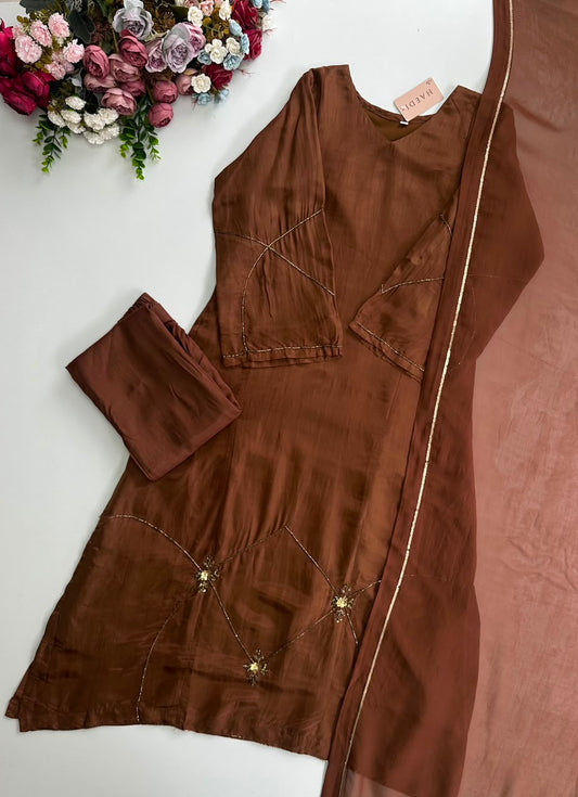 20929 Beautiful designer suit with handwork