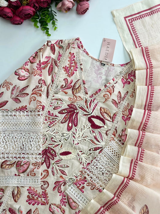 20998 Premium embroidered anarkali with lace detailing