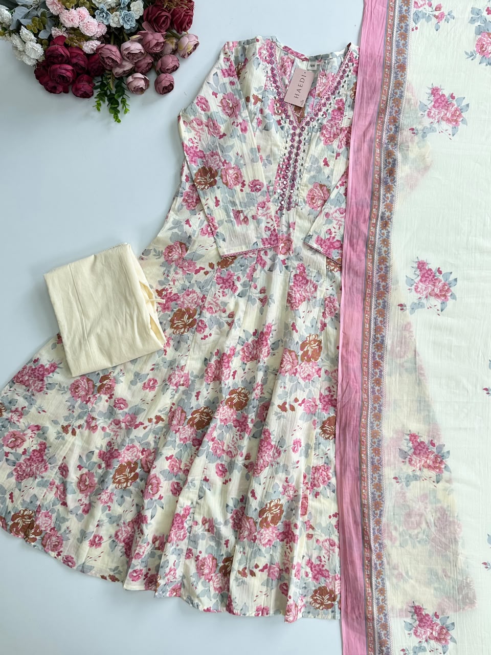 20955 Beautiful cotton anarkali suit