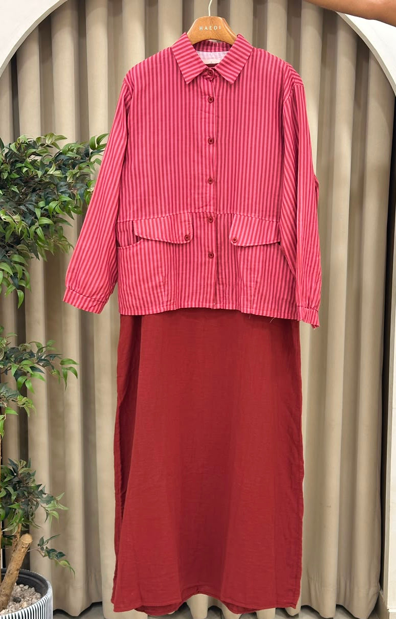 20842 Beautifull shirt & sleeveless maxie set