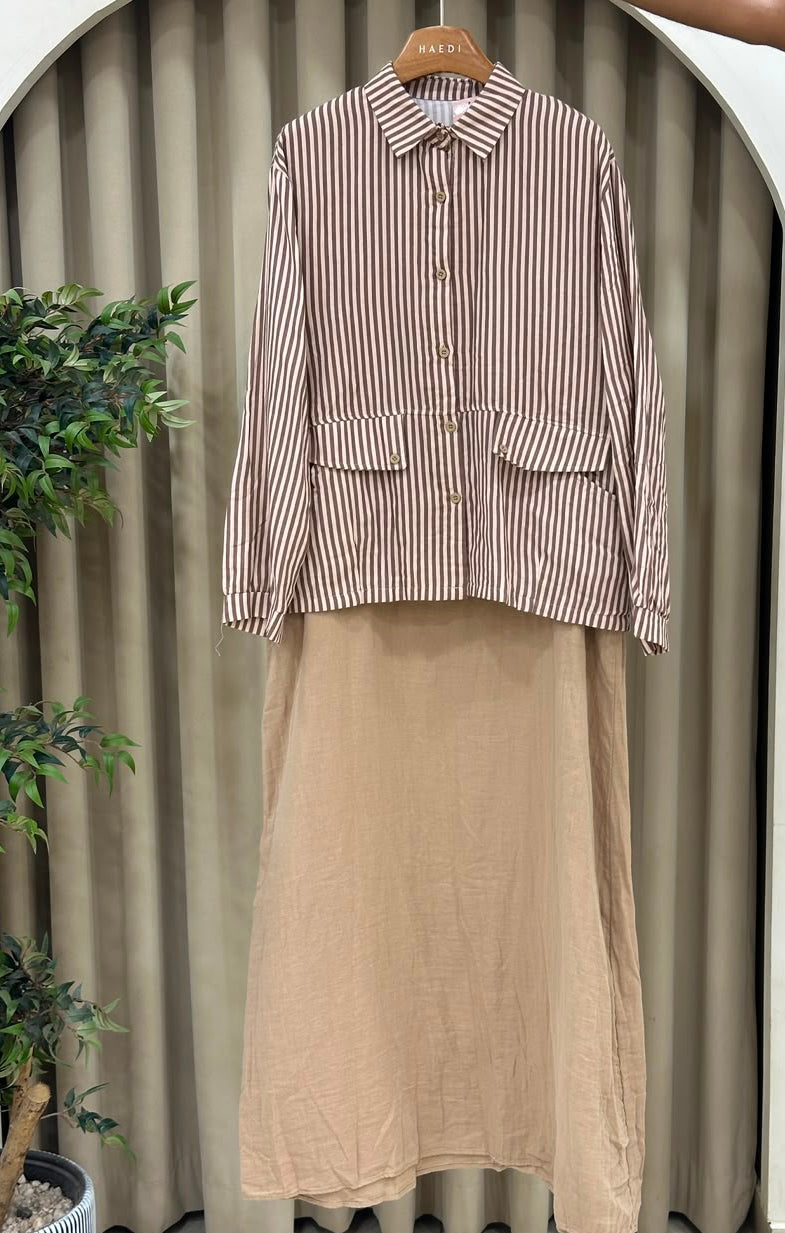 20842 Beautifull shirt & sleeveless maxie set