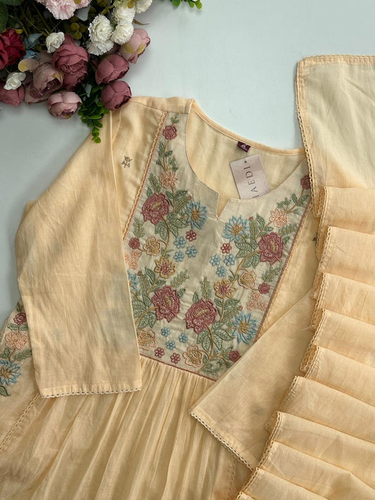 21017 Beautiful embroidered mulcotton anarkali