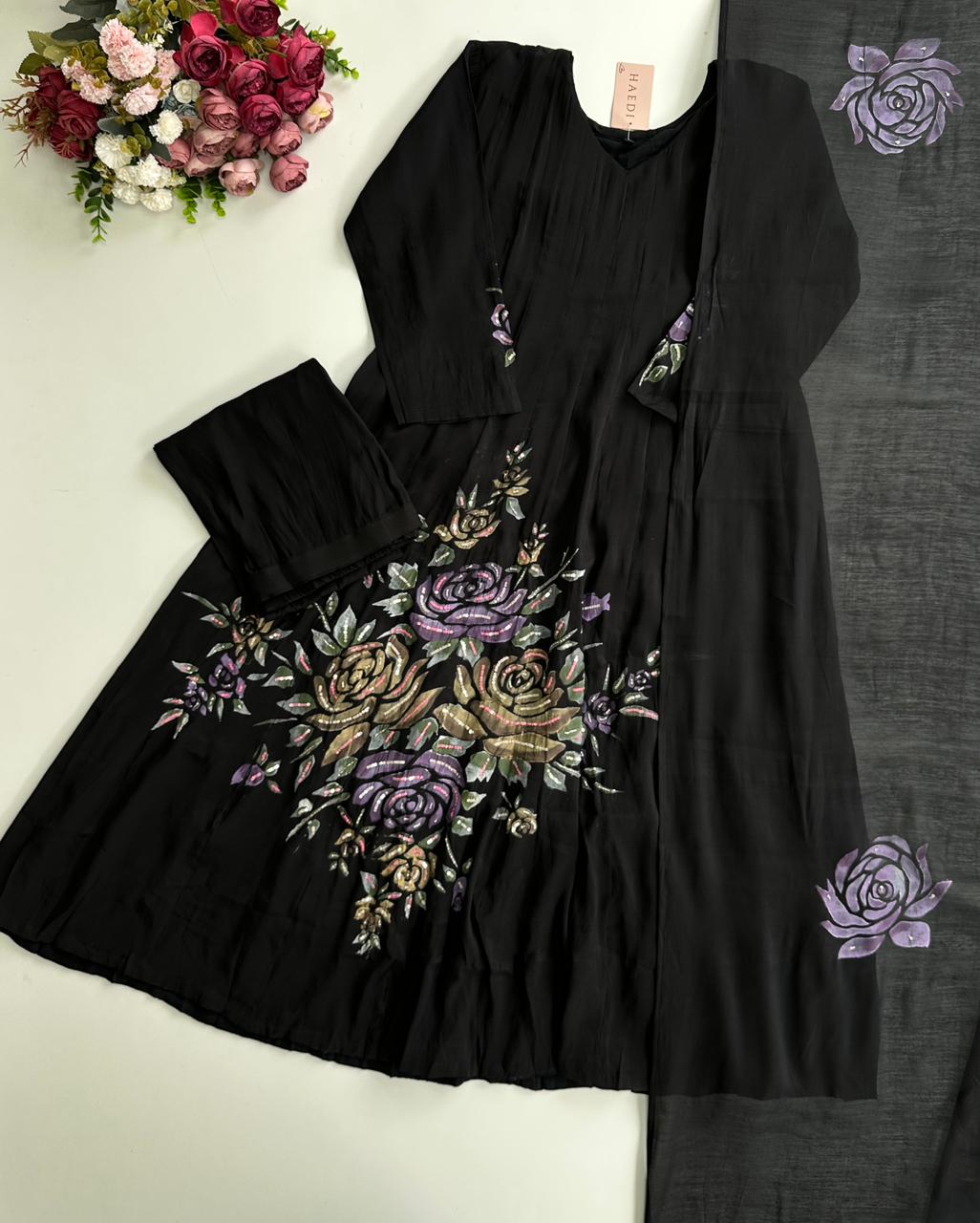 20990 Beautiful handpainted suit with handwork