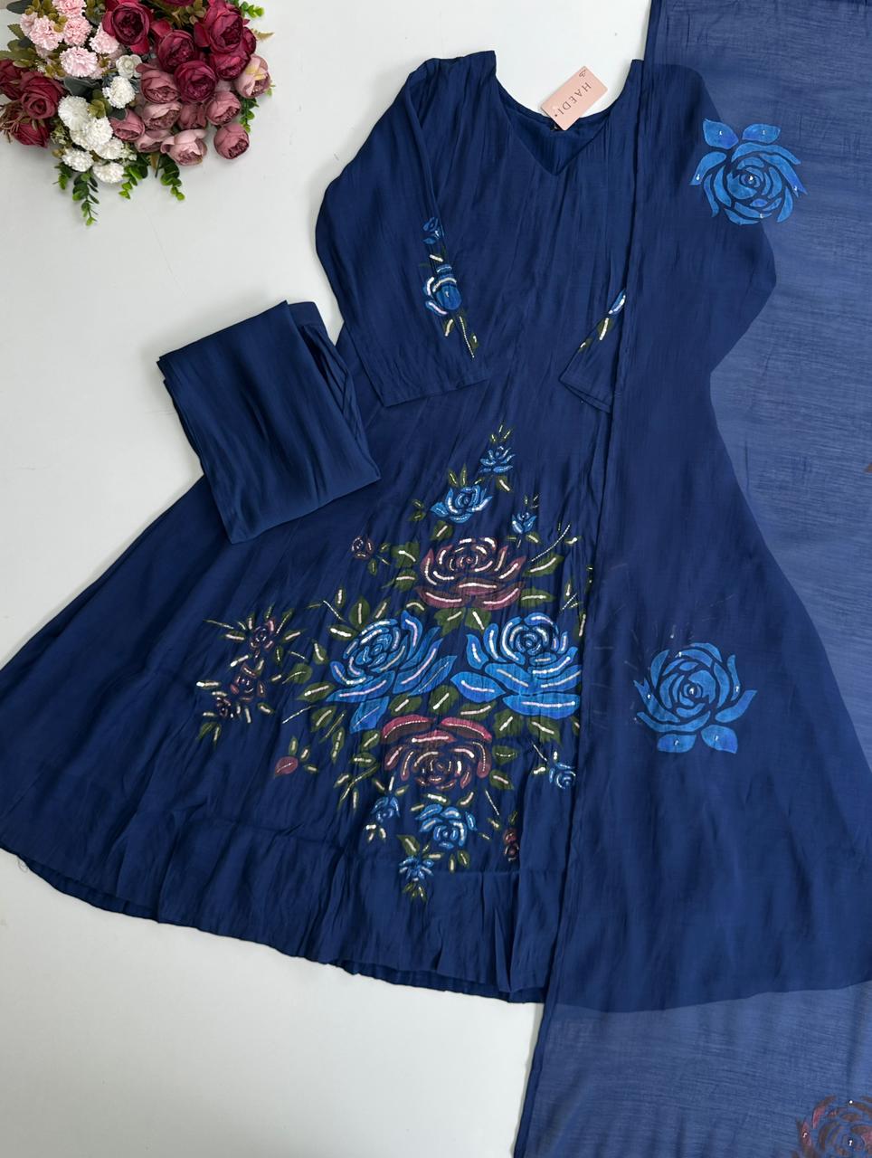 20990 Beautiful handpainted suit with handwork