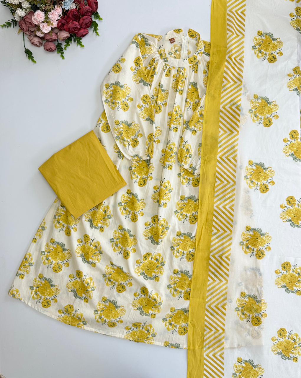 21096/CMD 58801 Floral cotton suit