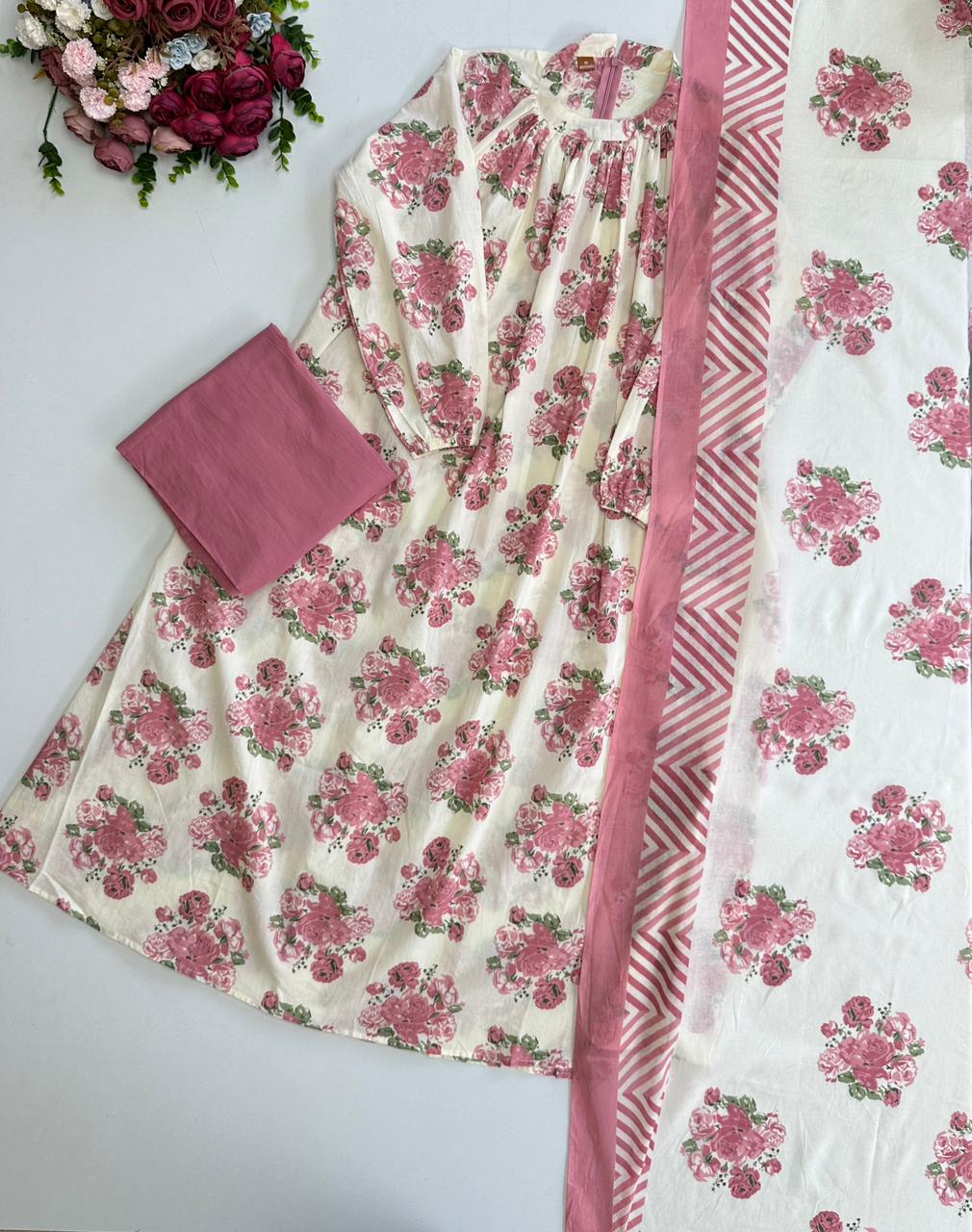 21096/CMD 58801 Floral cotton suit