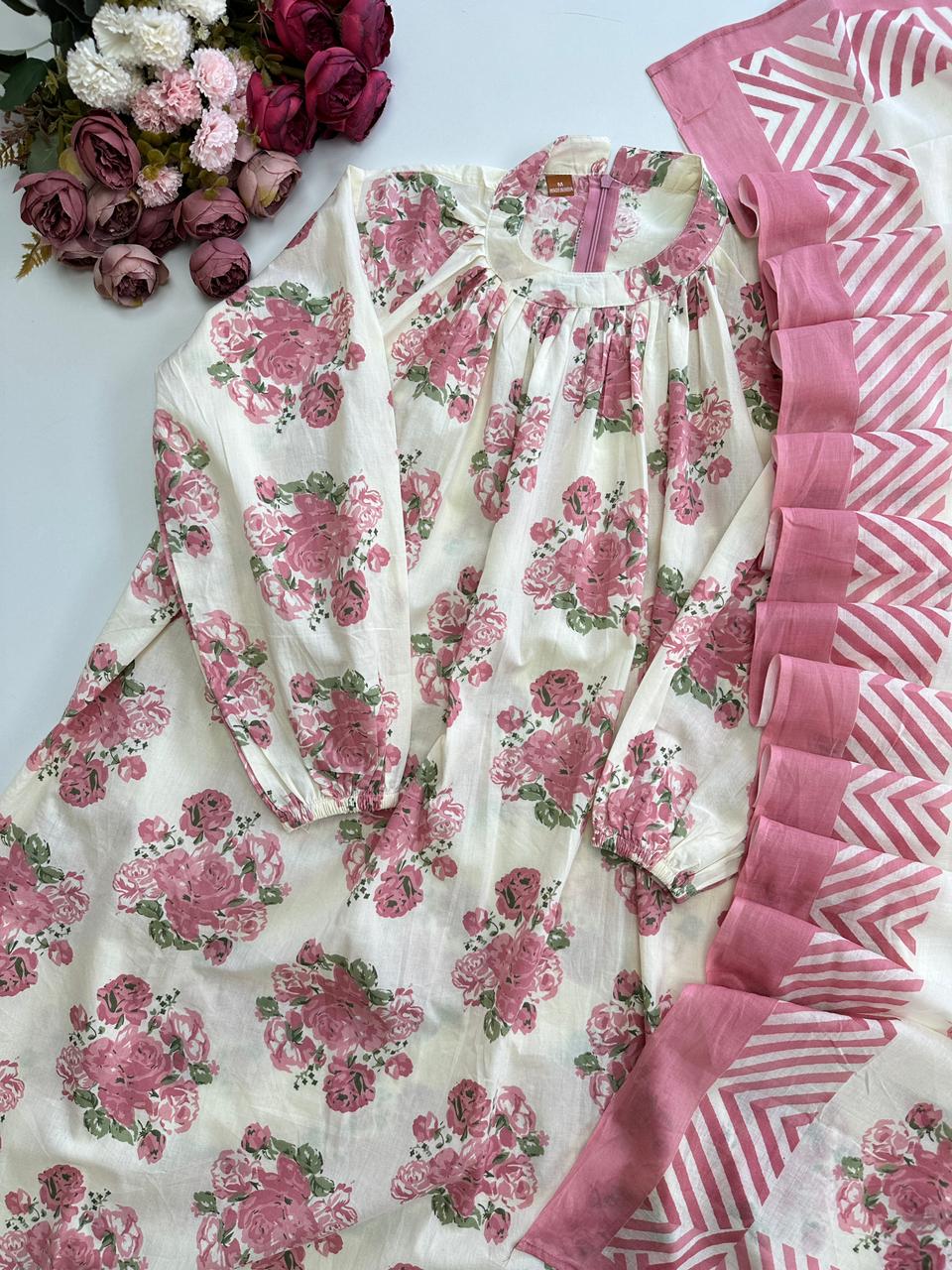 21096/CMD 58801 Floral cotton suit