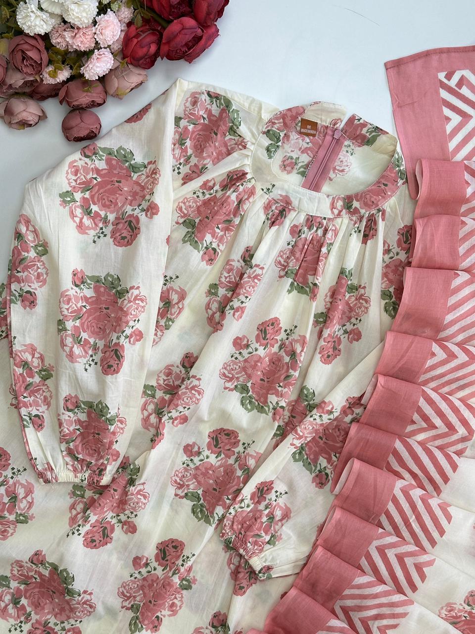 21096/CMD 58801 Floral cotton suit