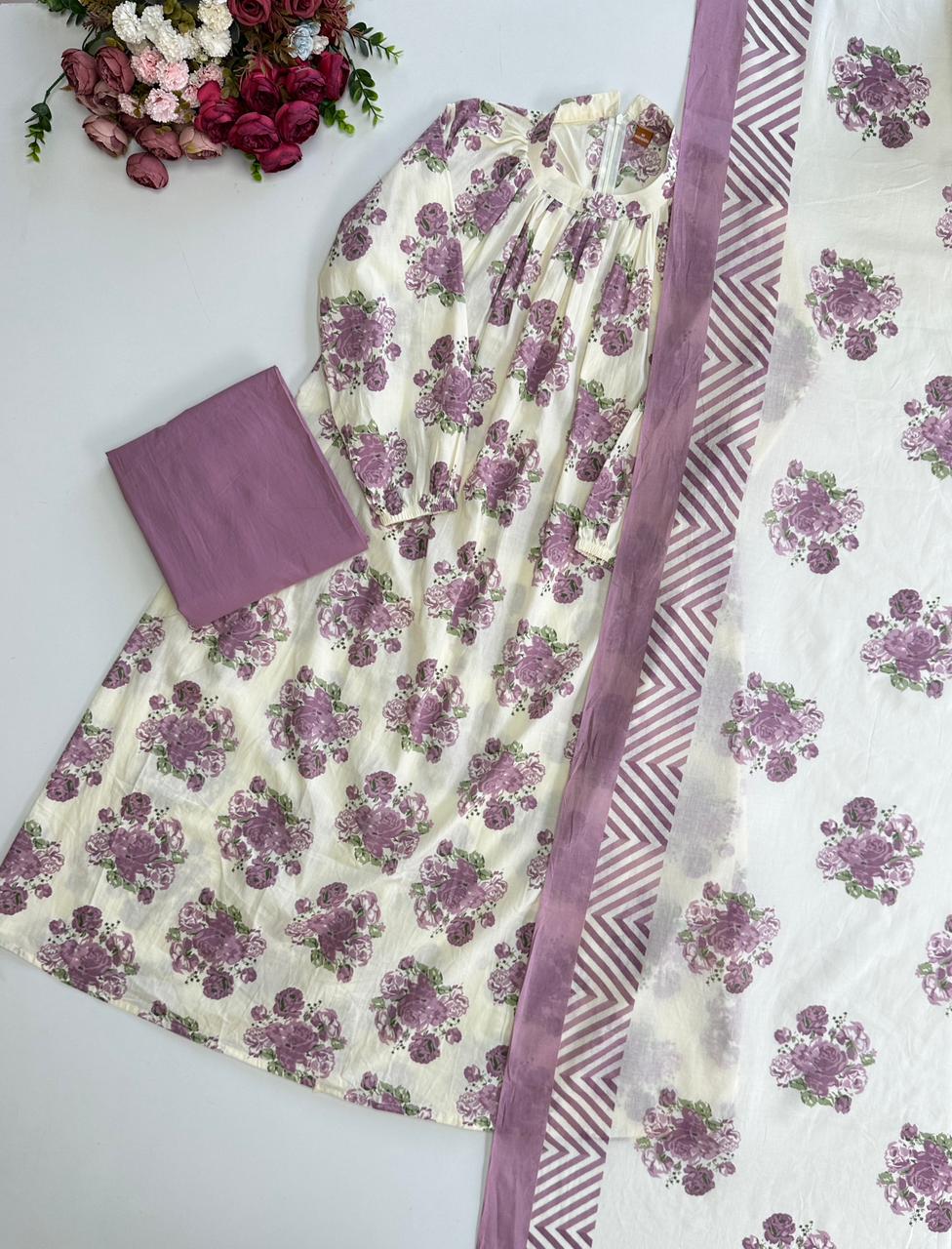 21096/CMD 58801 Floral cotton suit
