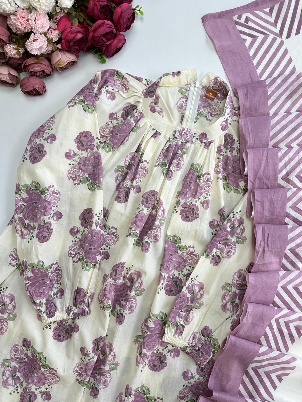 21096/CMD 58801 Floral cotton suit