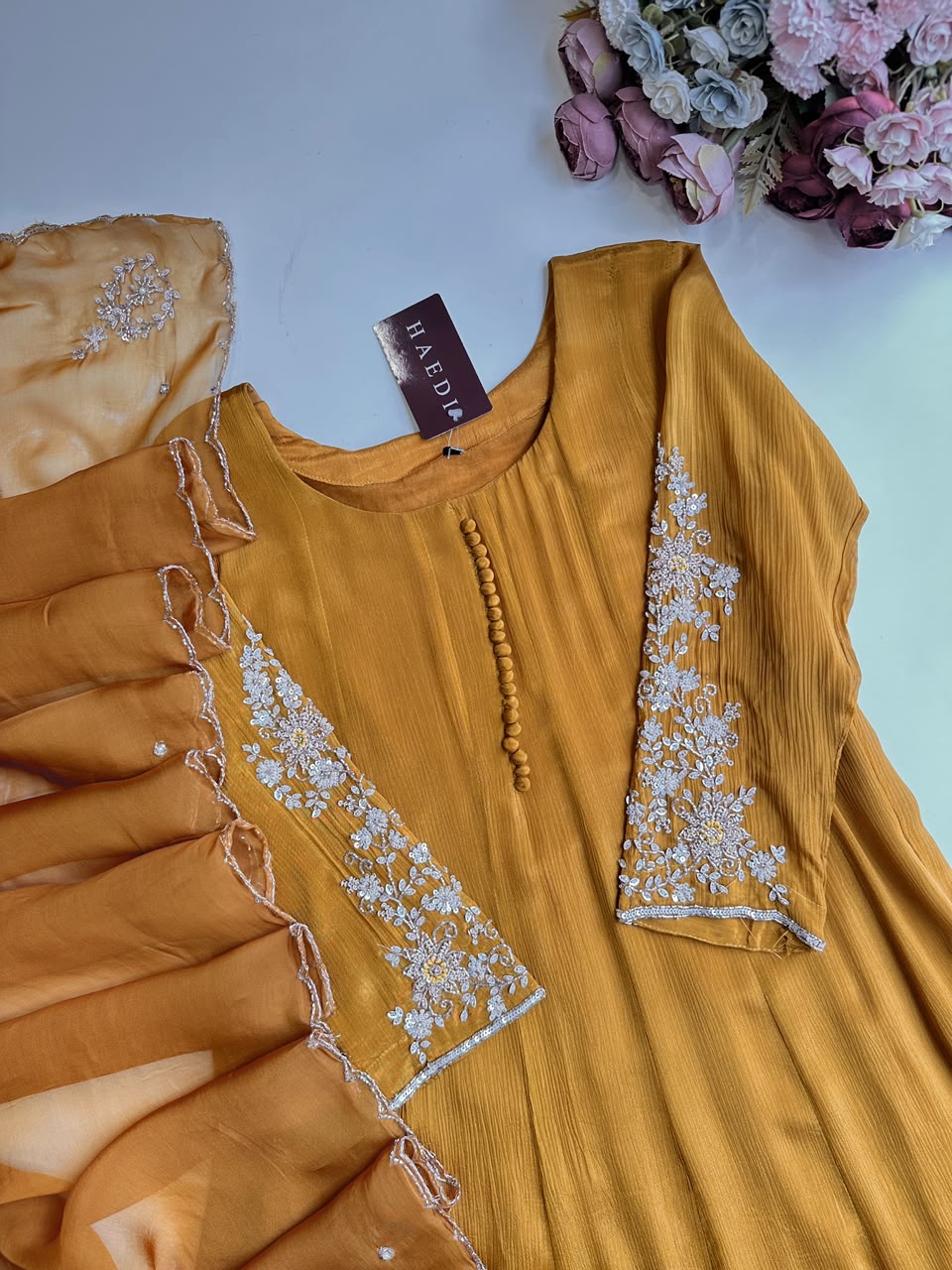 21136/CMD 58867 Beautiful handworked anarkali
