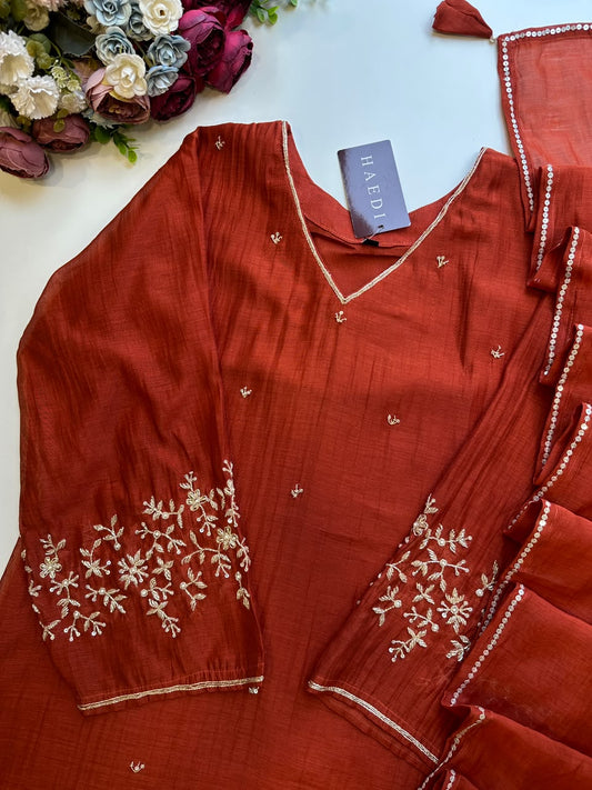 21190 Premium handwokded malai chanderi suit