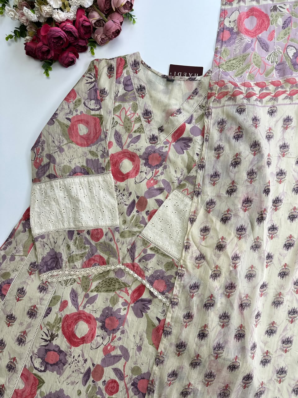 21244 Beautiful Cottob suit with pakistani suit
