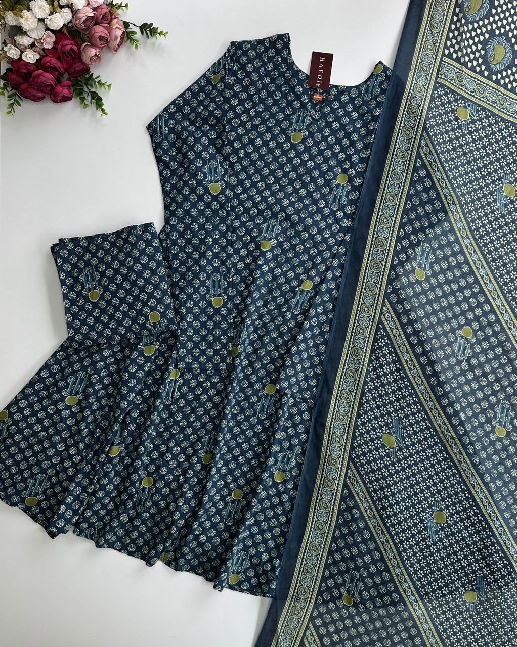 21093 Beautiful cotoon anarkali with churi sleeves