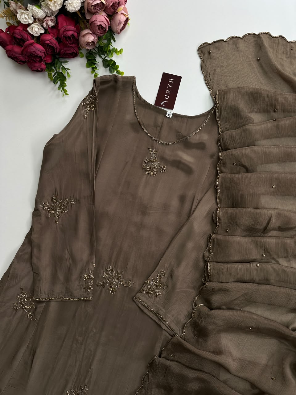 21300 Beautiful handworked partywear suit
