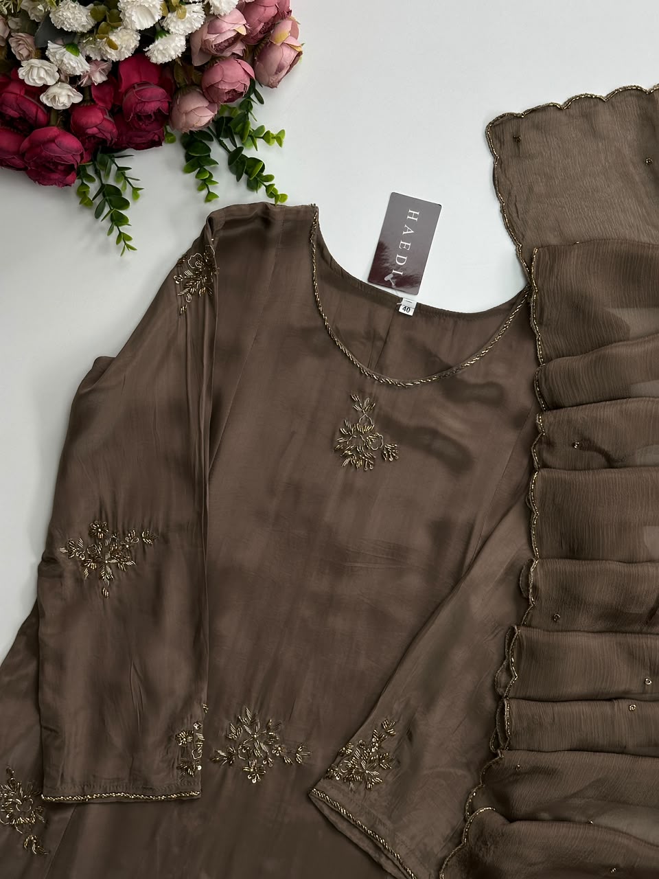 21300 Beautiful handworked partywear suit