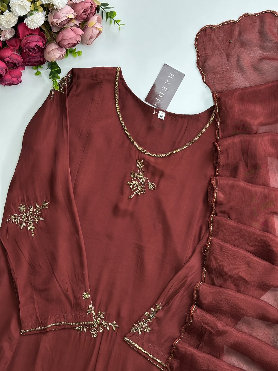 21300 Beautiful handworked partywear suit