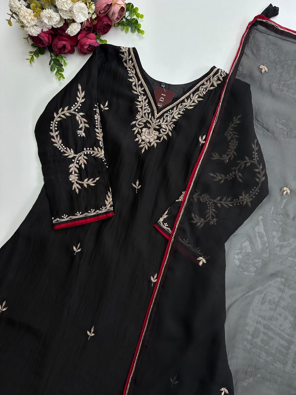21399 Premium handworked malai chanderi suit