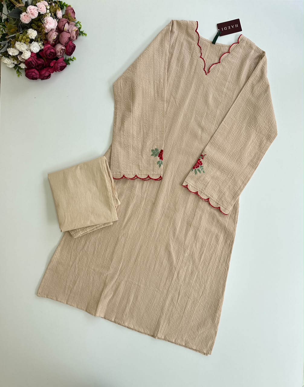 21389 embroidered kurta with pant set
